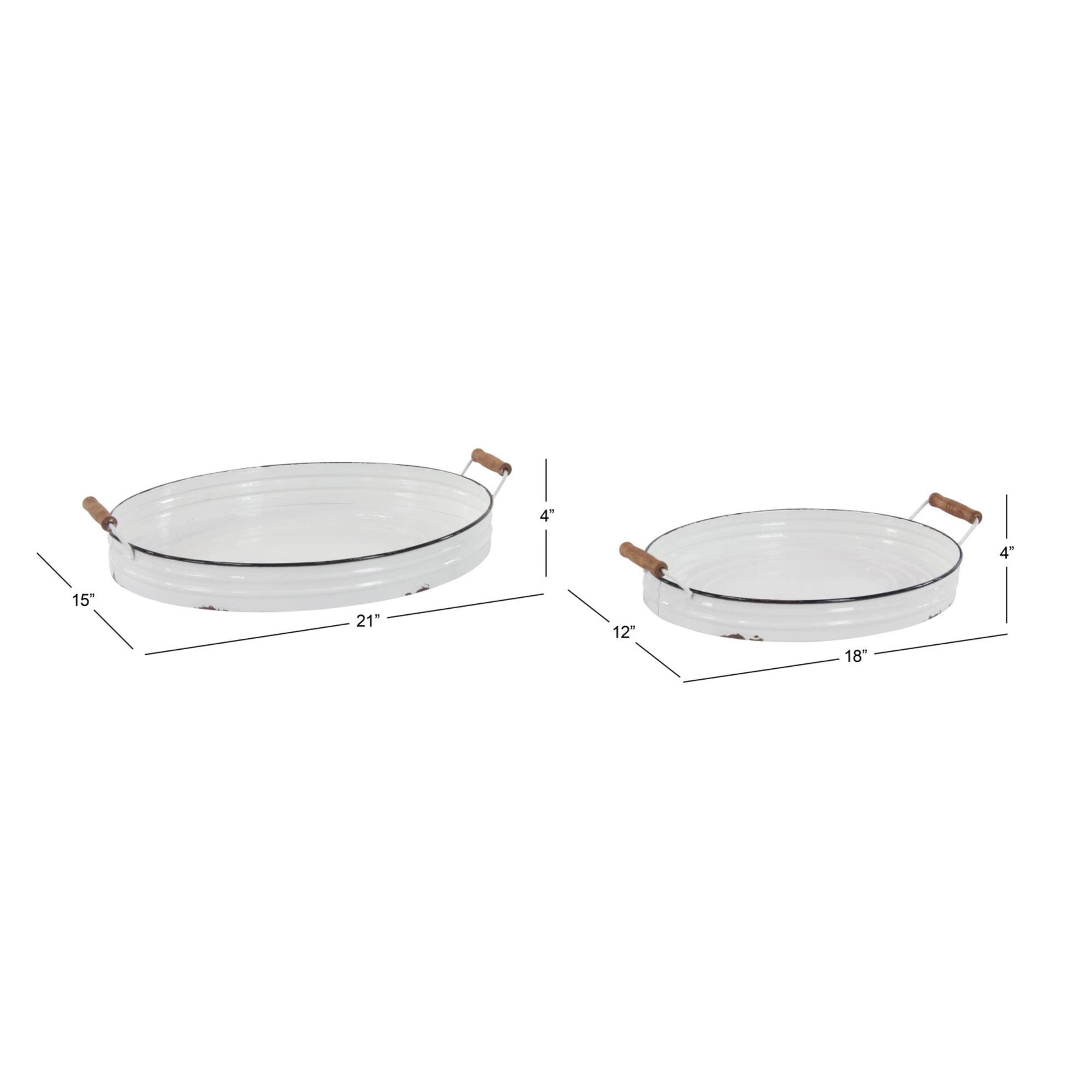 White Metal Farmhouse Tray Set